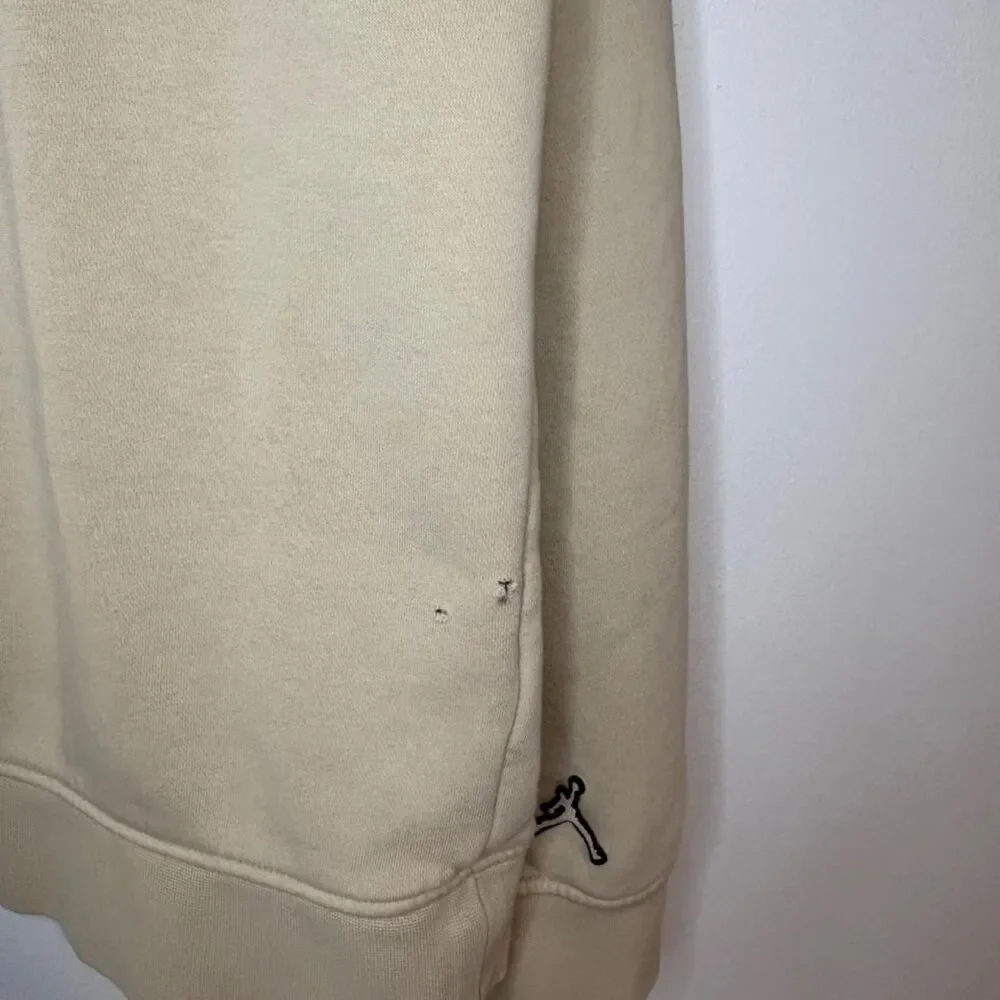 Jordan Men's large essential holiday Cream Tan Sweatshirt crewneck plaid